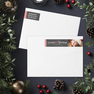 Seasons Greetings Chalkboard Christmas Photo Wrap Around Label
