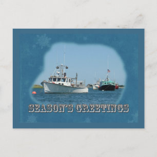 Season's Greetings - Chatham Harbor Boats Holiday Postcard