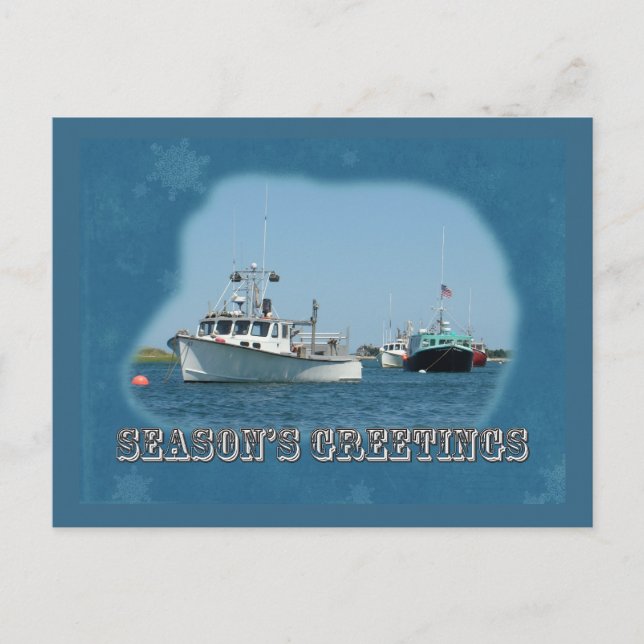 Season's Greetings - Chatham Harbor Boats Holiday Postcard (Front)