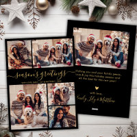 Seasons Greetings Chic Black Gold Script 5 Photo