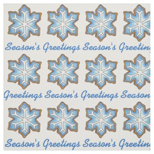 Season's Greetings Christmas Blue Snowflake Snow Fabric