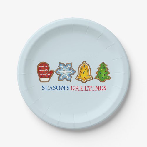 Seasons Greetings Christmas Cookie Holiday Plates