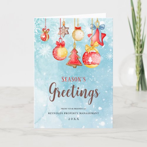 Seasons Greetings Christmas Corporate Holiday Card