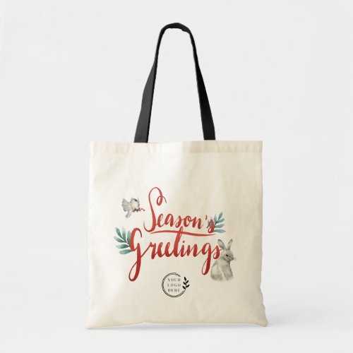 Seasons Greetings Christmas Custom Company Logo Tote Bag