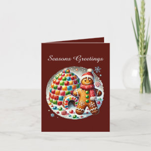 Seasons Greetings Christmas gingerbread message  Holiday Card