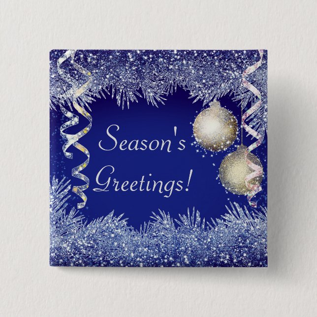 Season's Greetings Christmas Glitter Christmas Button (Front)