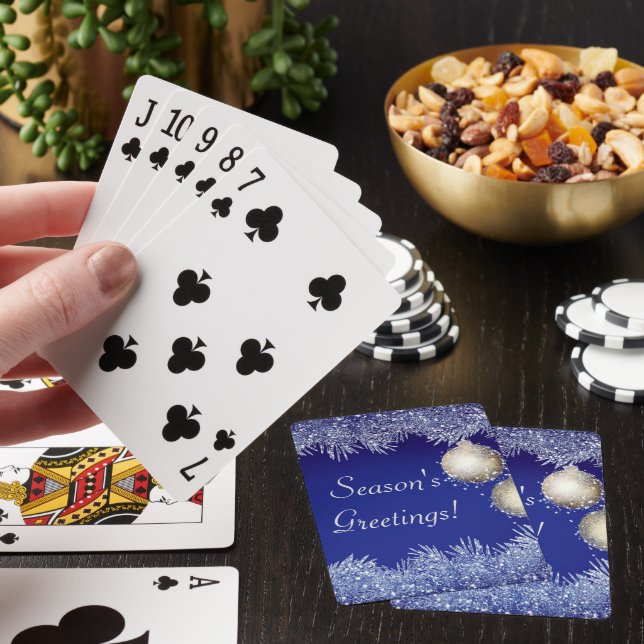 Season's Greetings Christmas Glitter Christmas Poker Cards (In Situ)