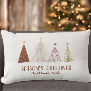 Seasons Greetings Christmas Holiday Family Throw Lumbar Pillow