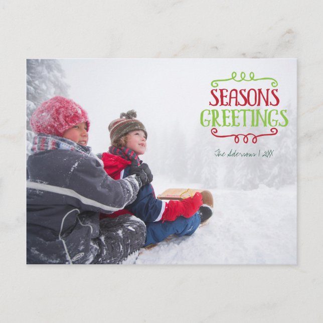 Seasons Greetings Christmas Holiday Photo Postcard (Front)