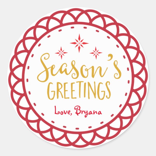 SEASONS GREETINGS Christmas Holiday Sticker (Front)