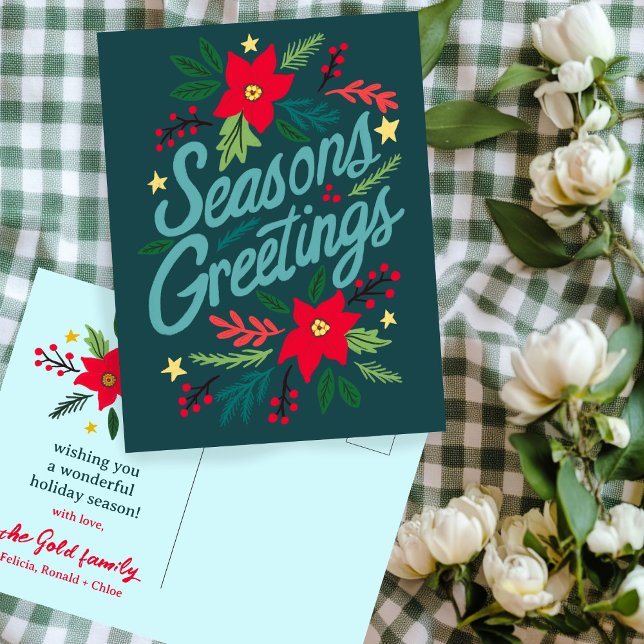 SEASONS GREETINGS Christmas Holiday Xmas CUSTOM Postcard (SEASONS GREETINGS Hand drawn Illustration Christmas Holiday Xmas CUSTOM Non-Photo Postcard
)