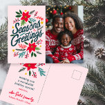 SEASONS GREETINGS Christmas Holidays CUSTOM PHOTO Postcard<br><div class="desc">Hope you like this holiday design. Click "personalize" to edit and add your own photo and text to the front and back. Check my shop for more matching items like stickers, mugs, towels, wrapping paper as well as other holiday patterns. Thanks for shopping with me! if you'd like something custom...</div>