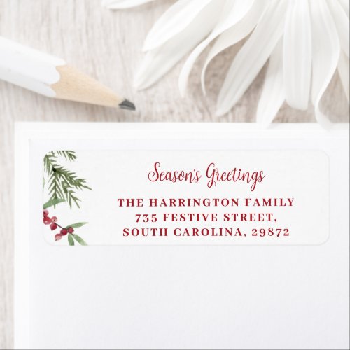 Seasons Greetings Christmas Return Address Label