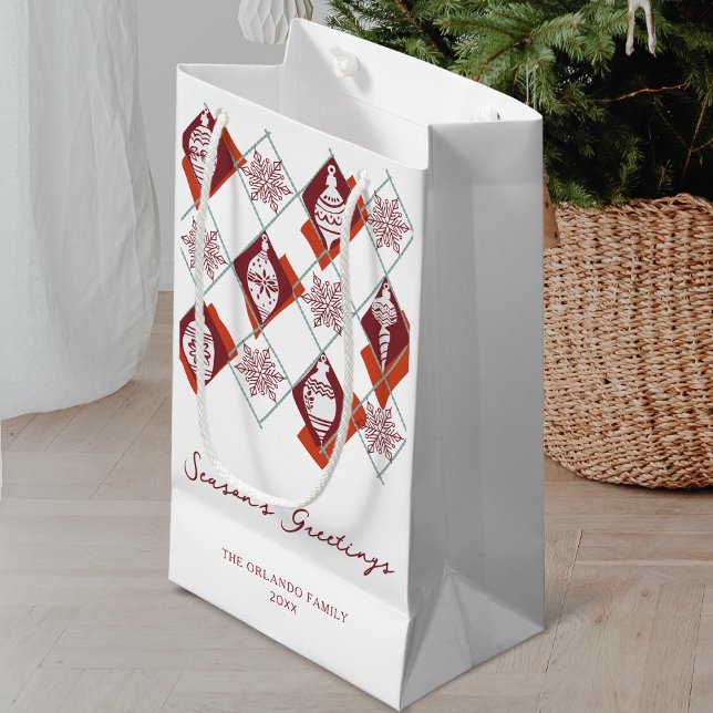 Seasons Greetings Christmas Scandinavian Holiday  Small Gift Bag (Creator Uploaded)