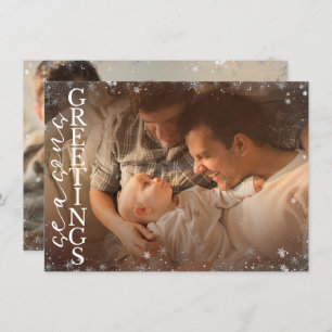 Seasons Greetings Christmas Snowflake 2 Photo Holiday Card