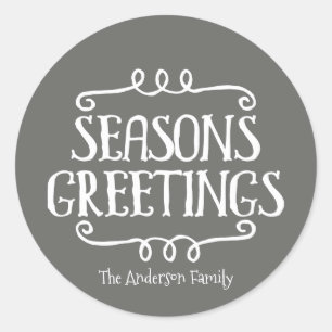 Season's Greetings Christmas Sticker Gift Tag