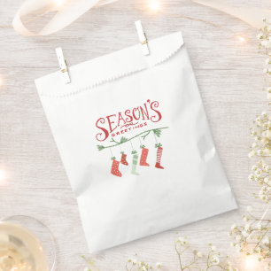 Season's Greetings & Christmas Stockings Favor Bag