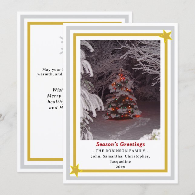 Season's Greetings Christmas Tree INSERT PHOTO  Holiday Card (Front/Back)