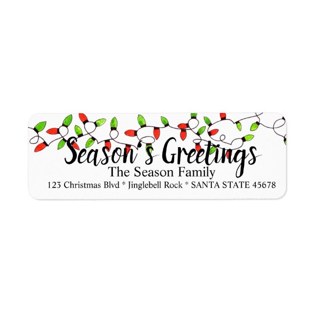 Season's Greetings Christmas Tree Lights Label (Front)