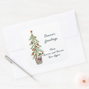Season's Greetings Christmas Tree   Square Sticker