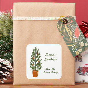 Season's Greetings Christmas Tree  Square Sticker