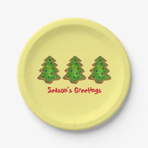 Seasons Greetings Christmas Tree Sugar Cookie Paper Plates