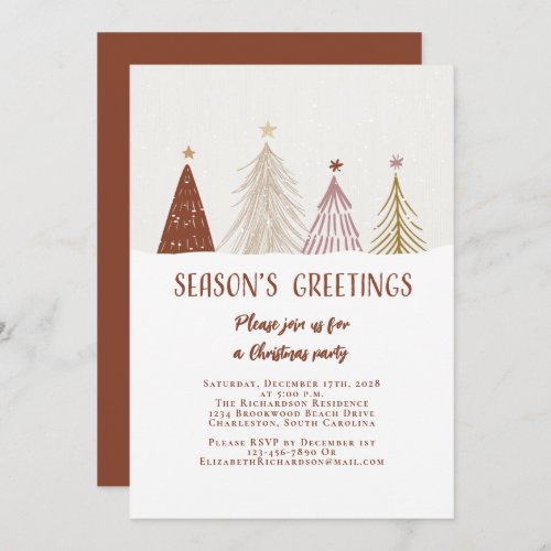 Seasons Greetings Christmas Trees Elegant Party Invitation