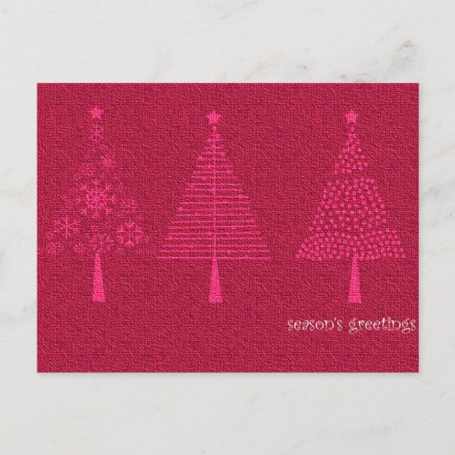 Season's Greetings -Christmas trees Holiday Postcard (Front)