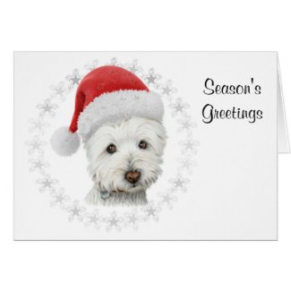 Season's Greetings Christmas Westie Dog Art Card