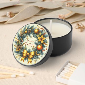 Season's Greetings Christmas Wreath Mini Candle Favors