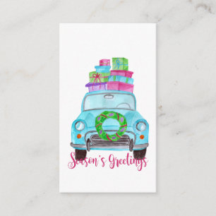 Season's Greetings Classic Car Watercolor Enclosure Card