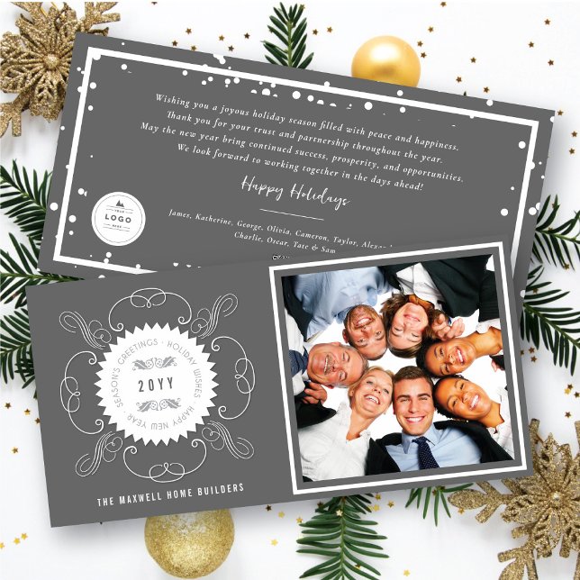 Season's Greetings Classic Seal Photo Business Holiday Card (Creator Uploaded)