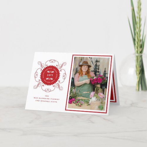 Seasons Greetings Classic Seal Photo Business Holiday Card