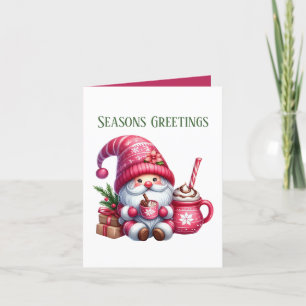 Seasons Greetings cocoa gnome add message Holiday Card