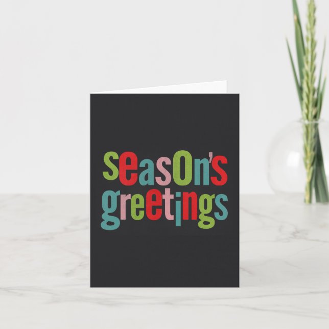 Seasons Greetings Colorful Chalkboard Holiday Card (Front)