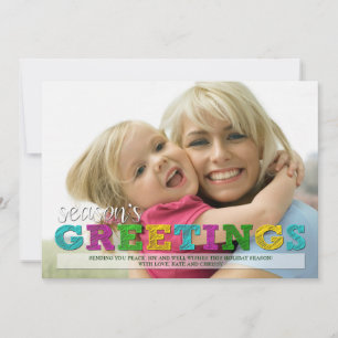 Season's Greetings Colorful Christmas Photo Card