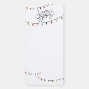 Season's Greetings Colorful String of Lights Magnetic Notepad