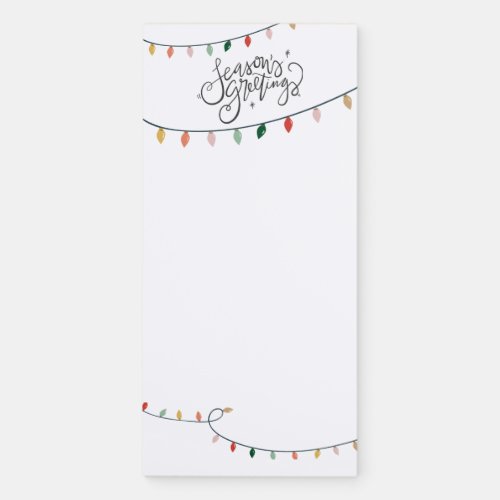Seasons Greetings Colorful String of Lights Magnetic Notepad