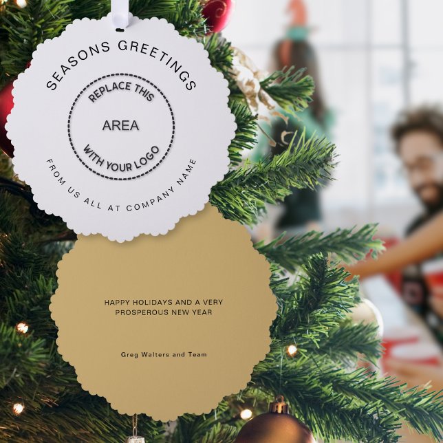 Seasons Greetings Company Logo Christmas  Ornament Card (Front and back view)
