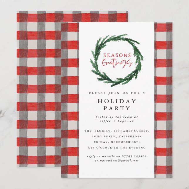 Seasons greetings corporate Christmas party Invitation (Front/Back)