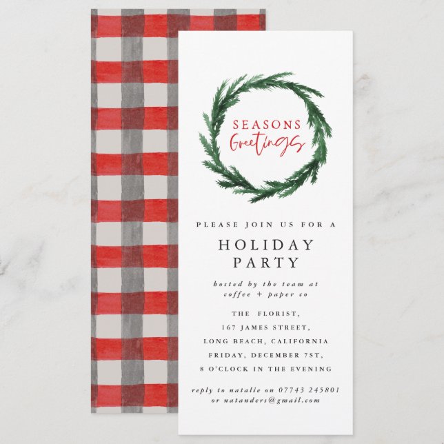 Seasons greetings corporate Christmas party Invitation (Front/Back)