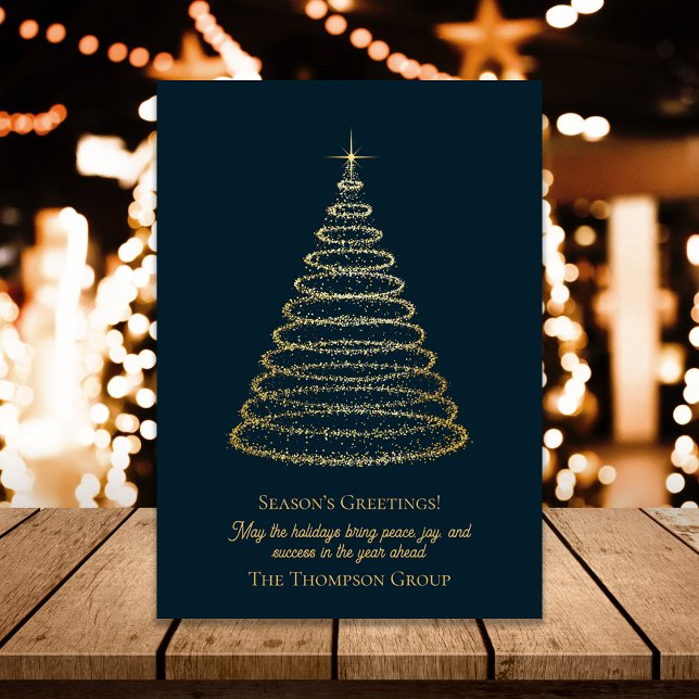 Seasons Greetings Corporate Gold Christmas Tree Postcard (Seasons Greetings Corporate Gold Christmas Tree Postcard)