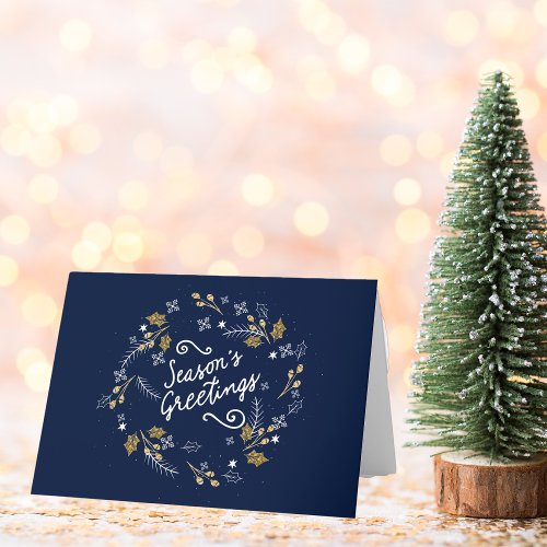 Seasons Greetings Corporate Photo Logo Custom Holiday Card
