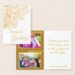 Seasons Greetings! Custom 2 Photo Holiday Card