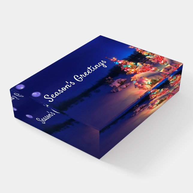 Season's Greetings Custom Text Gift for Her Glass Paperweight (Angled)