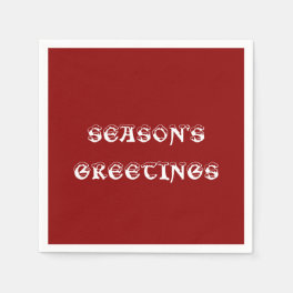 Season's Greetings Dark Red Paper Napkin