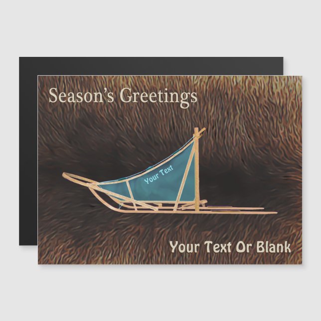 Season's Greetings - Dog Sled On Caribou Fur (Front/Back)