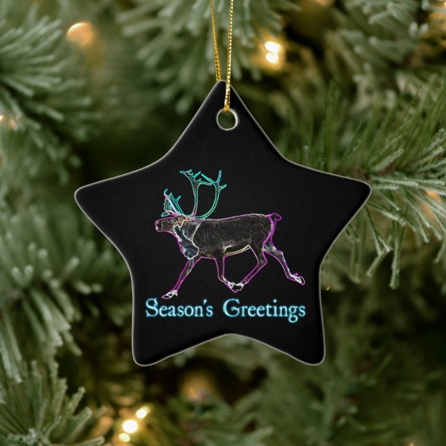 Season's Greetings - Electric Caribou Ceramic Ornament (Tree)