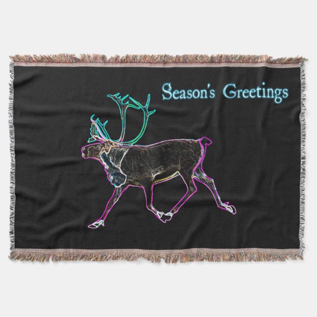 Season's Greetings - Electric Caribou Throw Blanket (Front)