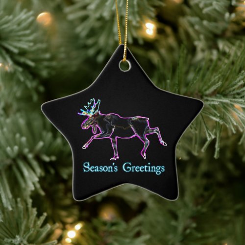 Seasons Greetings _ Electric Moose Ceramic Ornament